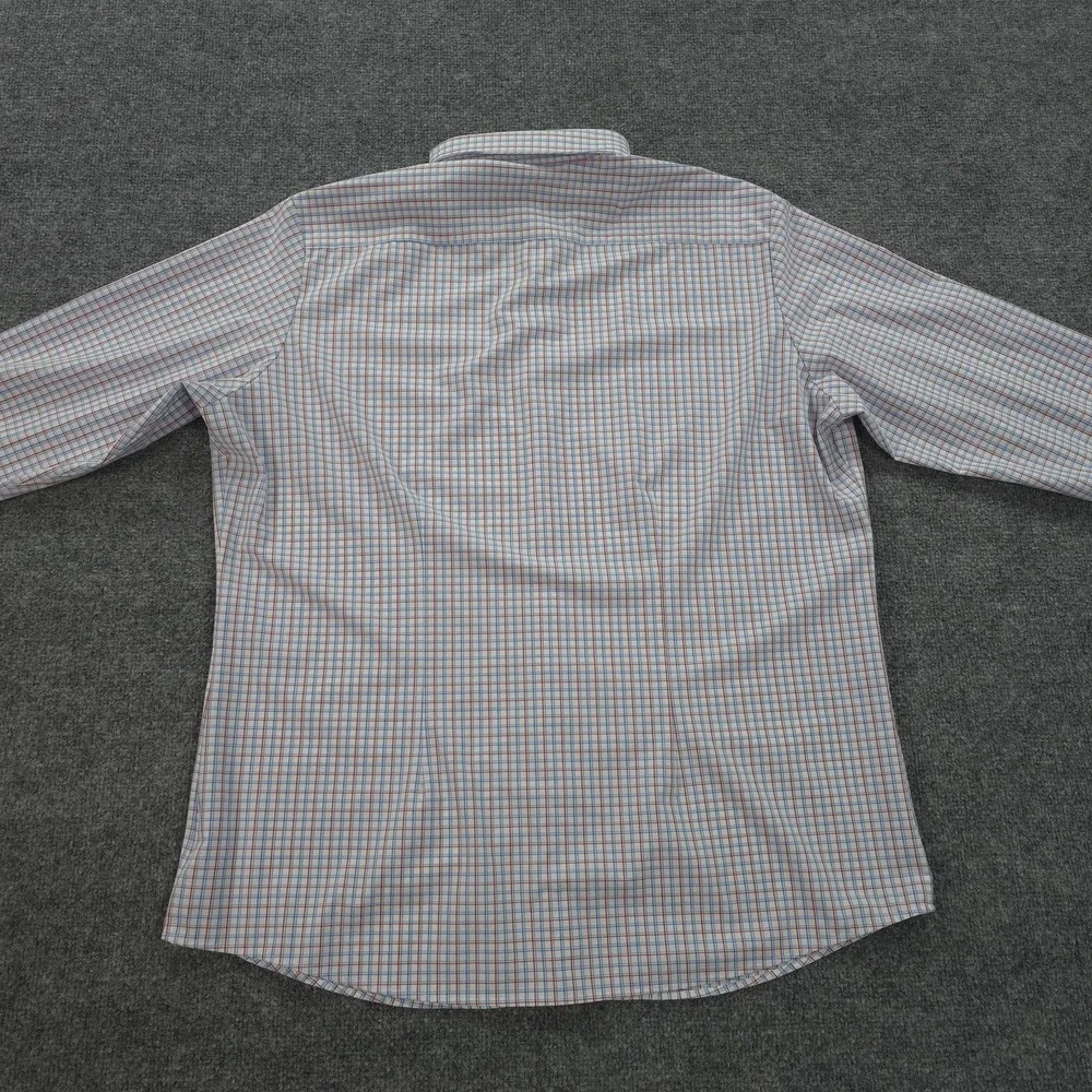 Mizzen‎ Main Shirt Mens XL White Check Performance Stretch Classic Fit Dress